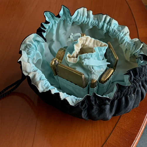 Blue black drawstring - &,