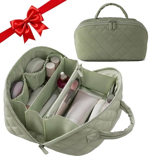 Travel makeup bag wide - travel, open