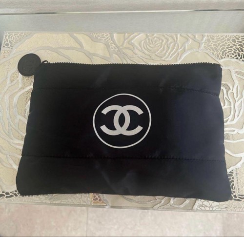 Black quilted makeup - black, bag