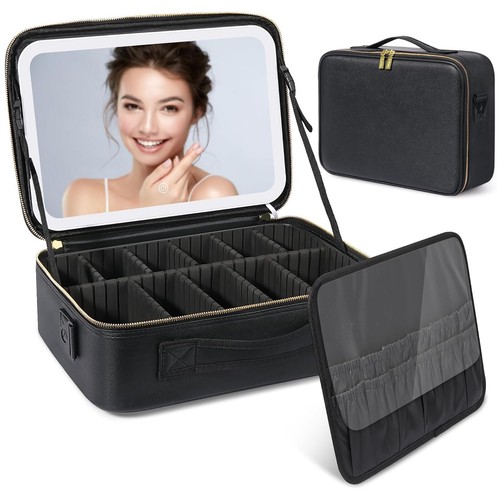 Makeup bag with led mirror - with,